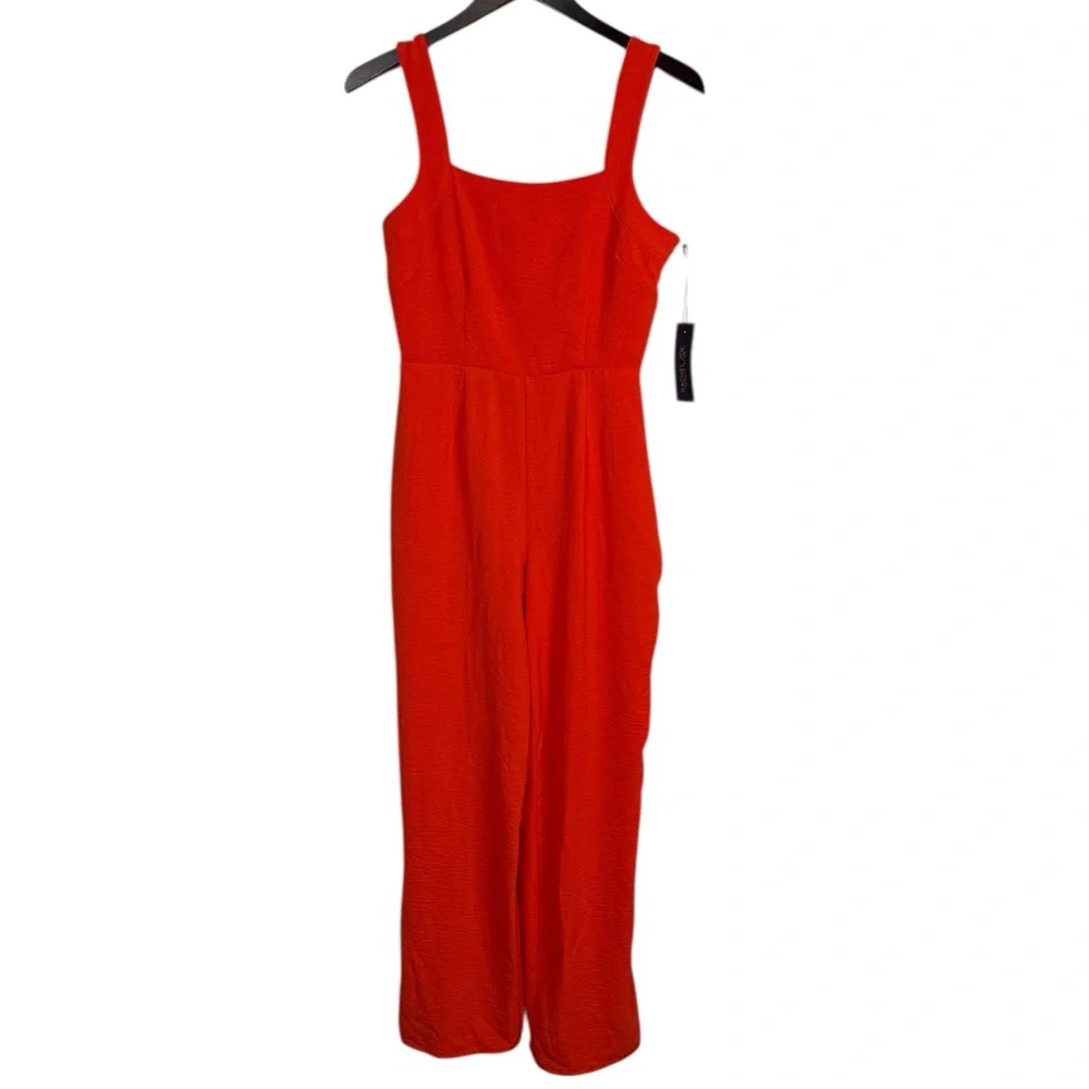 NWT Rachel Zoe Orange Square Bodice Smocked Back Tank Jumpsuit Romper Size 4 🔥🍊